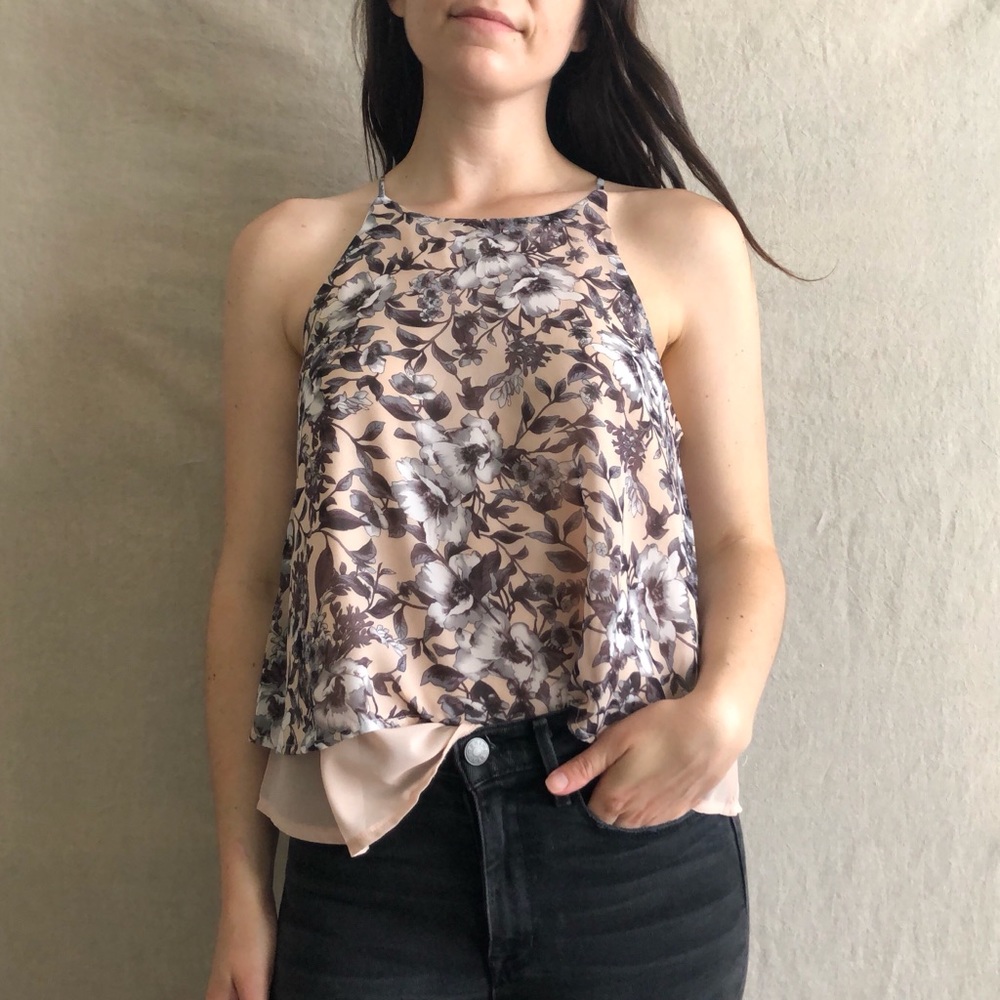 High Neck Floral Tank